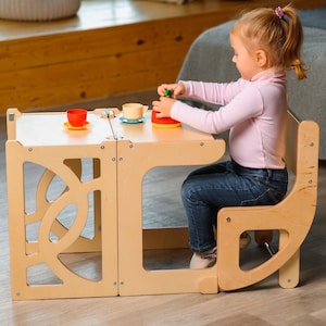 40%OFF! Toddler tower convertible WITH BACKREST, kitchen tower toddler, help tower table, convertible kitchen help, montessori stool table