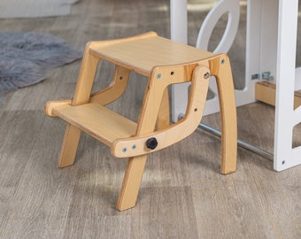 Convertible step stool & chair 2in1, toddler step stool, kids kitchen stool, 2 step stool, montessori stool, toddler chair, kids step stool