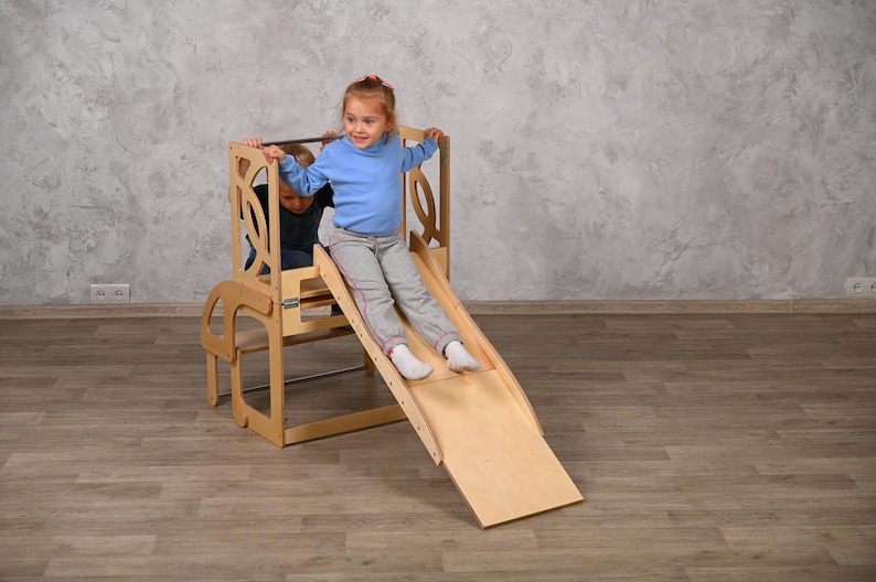 Double Helper Tower With Slide and BACK Toddler Kitchen Step Etsy