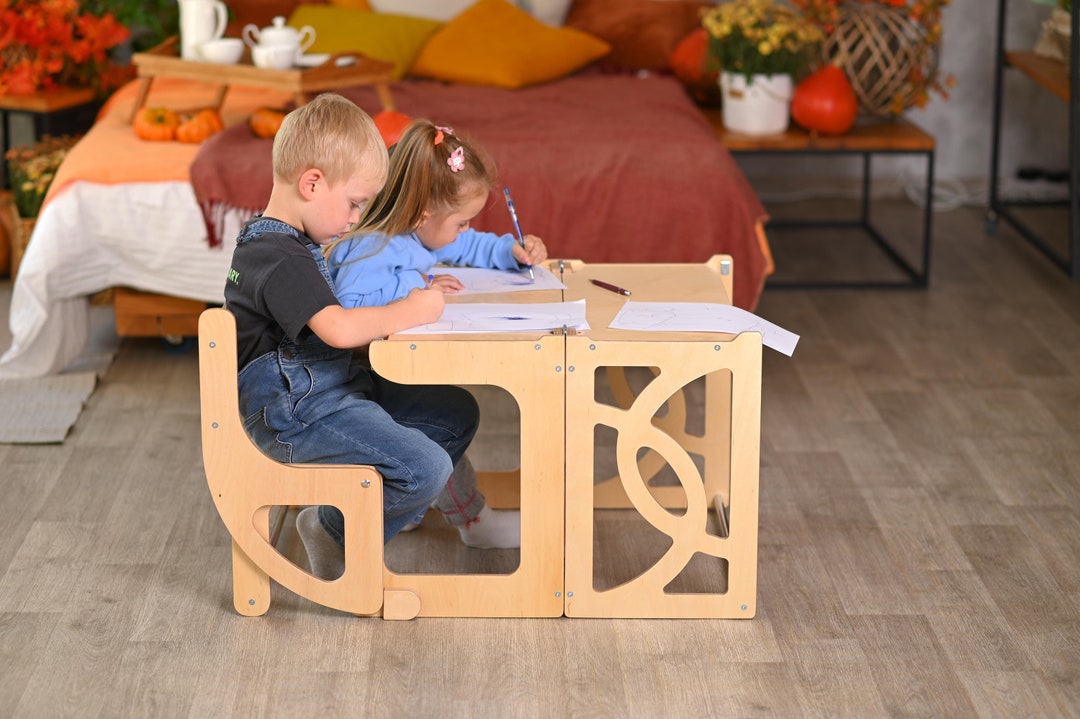 Toddler Tower With Slide and Back Twin Learning Help Tower Etsy