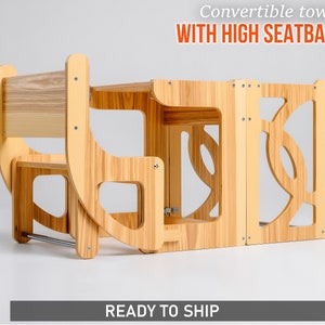 Natural Convertible toddler tower & table WITH BACK, toddler kitchen tower learning stool, montessori tower learning toddler tower helper