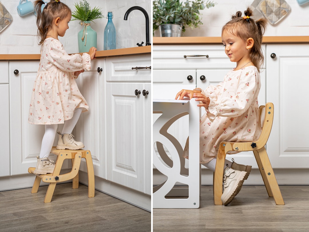 Toddler Step Stool & Chair 2in1, Chair Step Stool for Toddler Tower