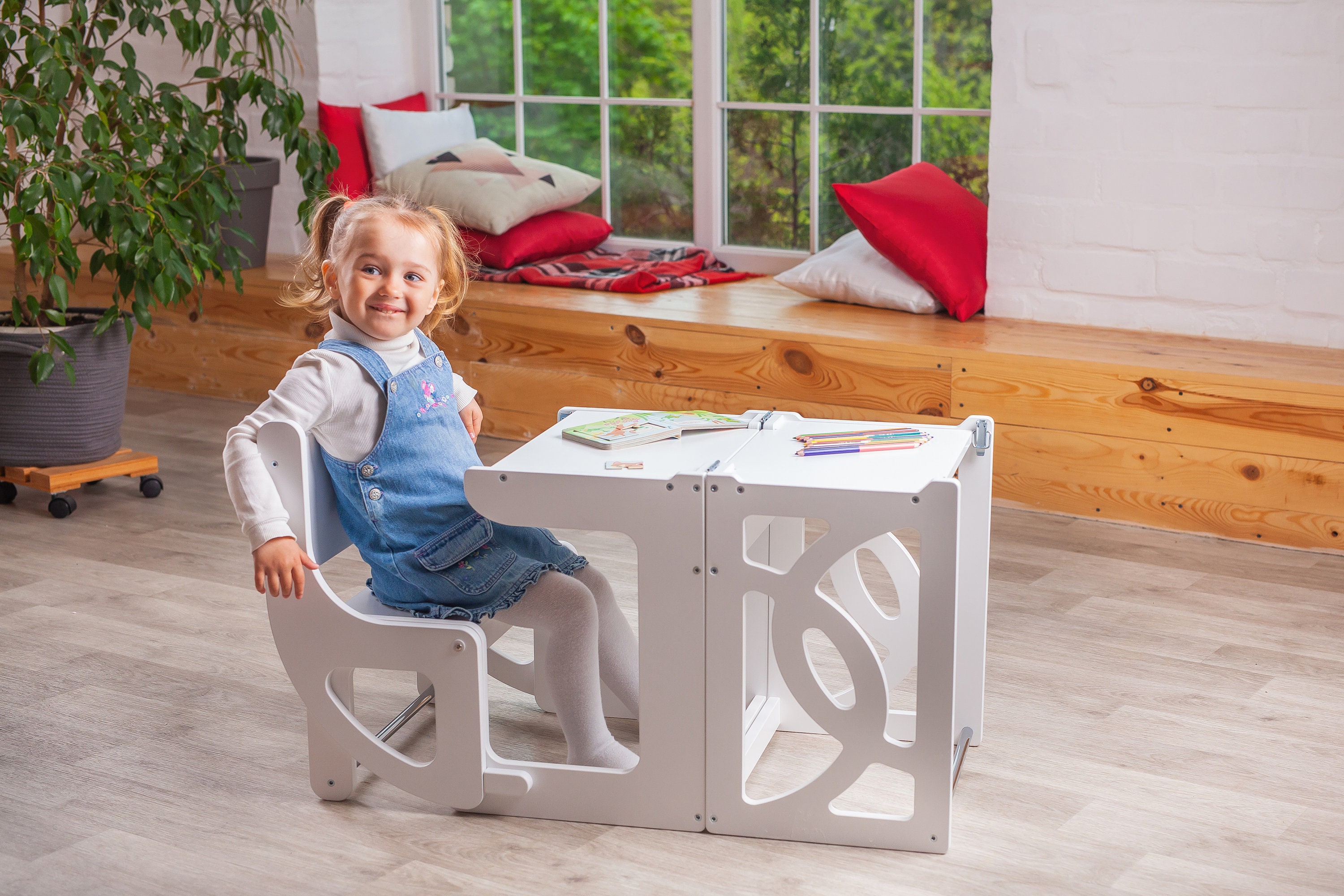Convertible Helper Tower Table Montessori Kitchen Step Stool