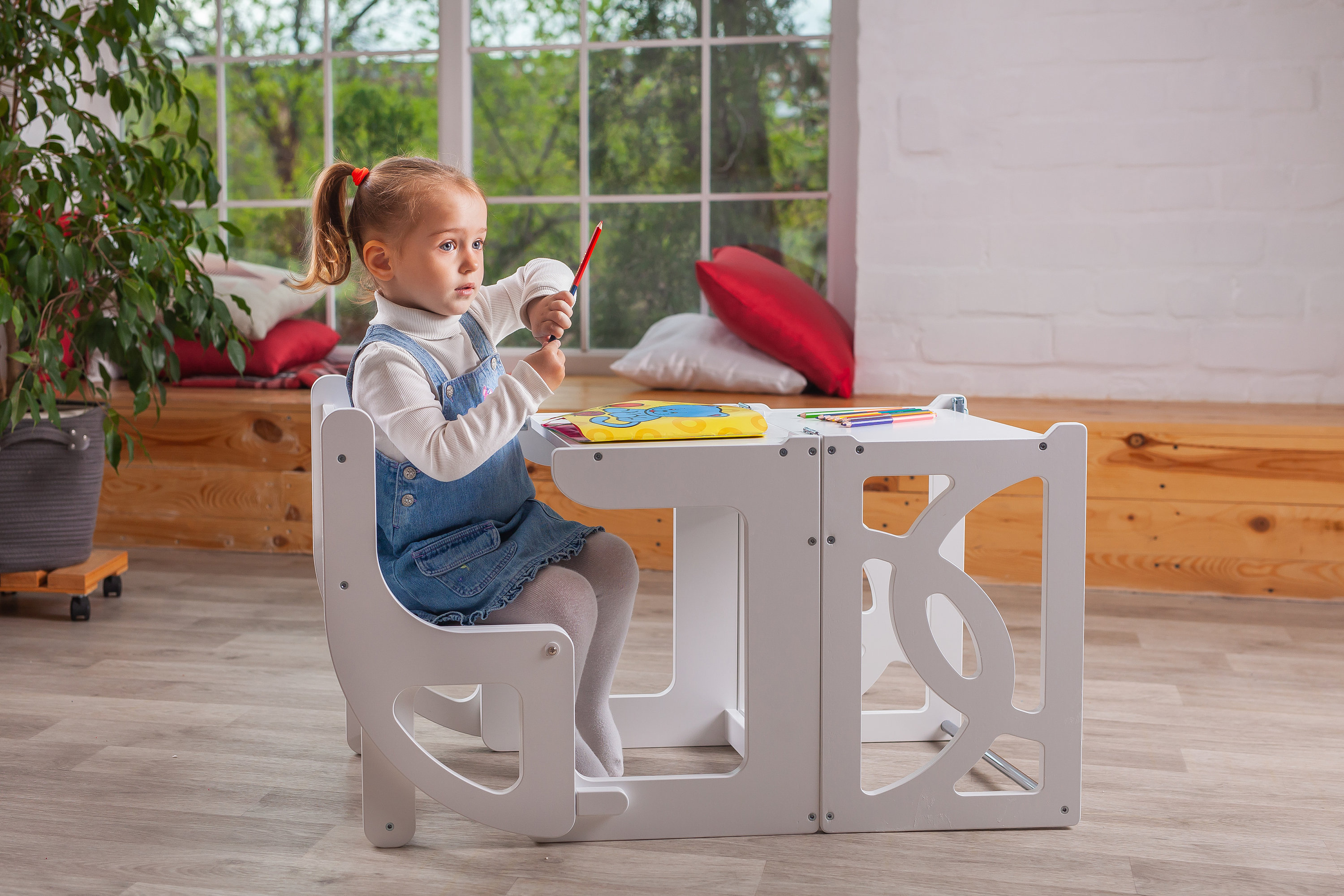 Sedia da tavolo torre convertibile per l'apprendimento CON SCHIENALE,  aiutante della torre per bambini che impara montessori, torre della cucina,  sgabello da cucina, lernturm -  Italia