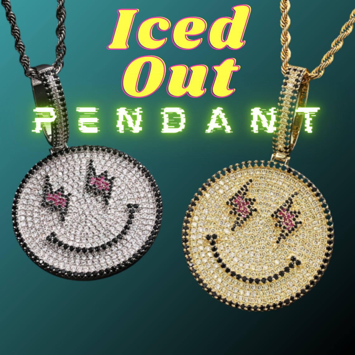 14K Iced Out Pendant Iced Out Pendant 925 Hiphop Iced Etsy