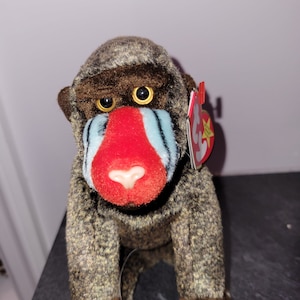 Authentic TY Beanie Baby - Cheeks the Baboon, Baboon, Tarzan, Jungle, Monkey, Nursery, Classroom