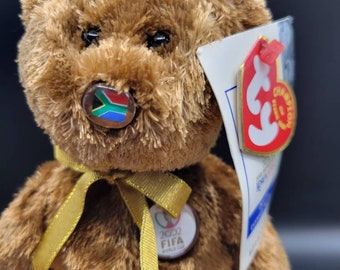 Authentic TY Beanie Baby - Champion the World Cup Bear, South Africa, 2002 FIFA