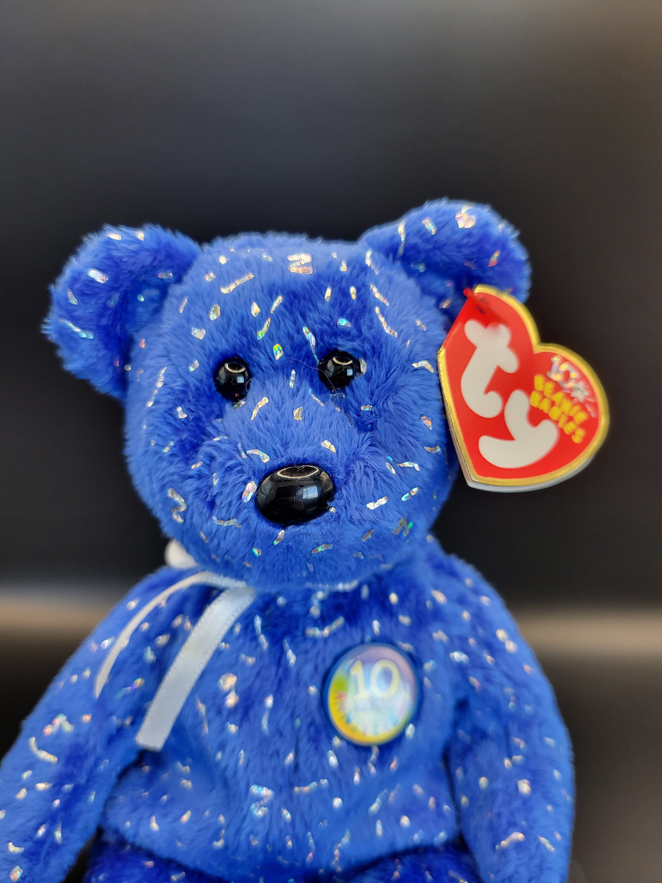 Authentic TY Beanie Baby Decade Bear: Royal Blue 10th Anniversary
