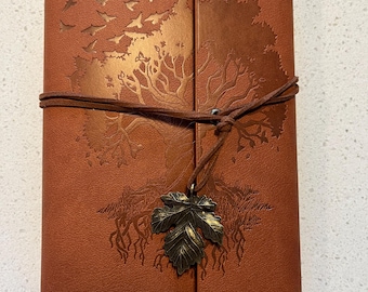 Tan Leather(PU) Journal, Notebook, Refillable, Diary, Gift, Lined Paper, Writing, Author
