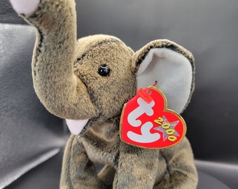 Authentic TY Beanie Baby - Trumpet the Elephant Plush - 2000 Release