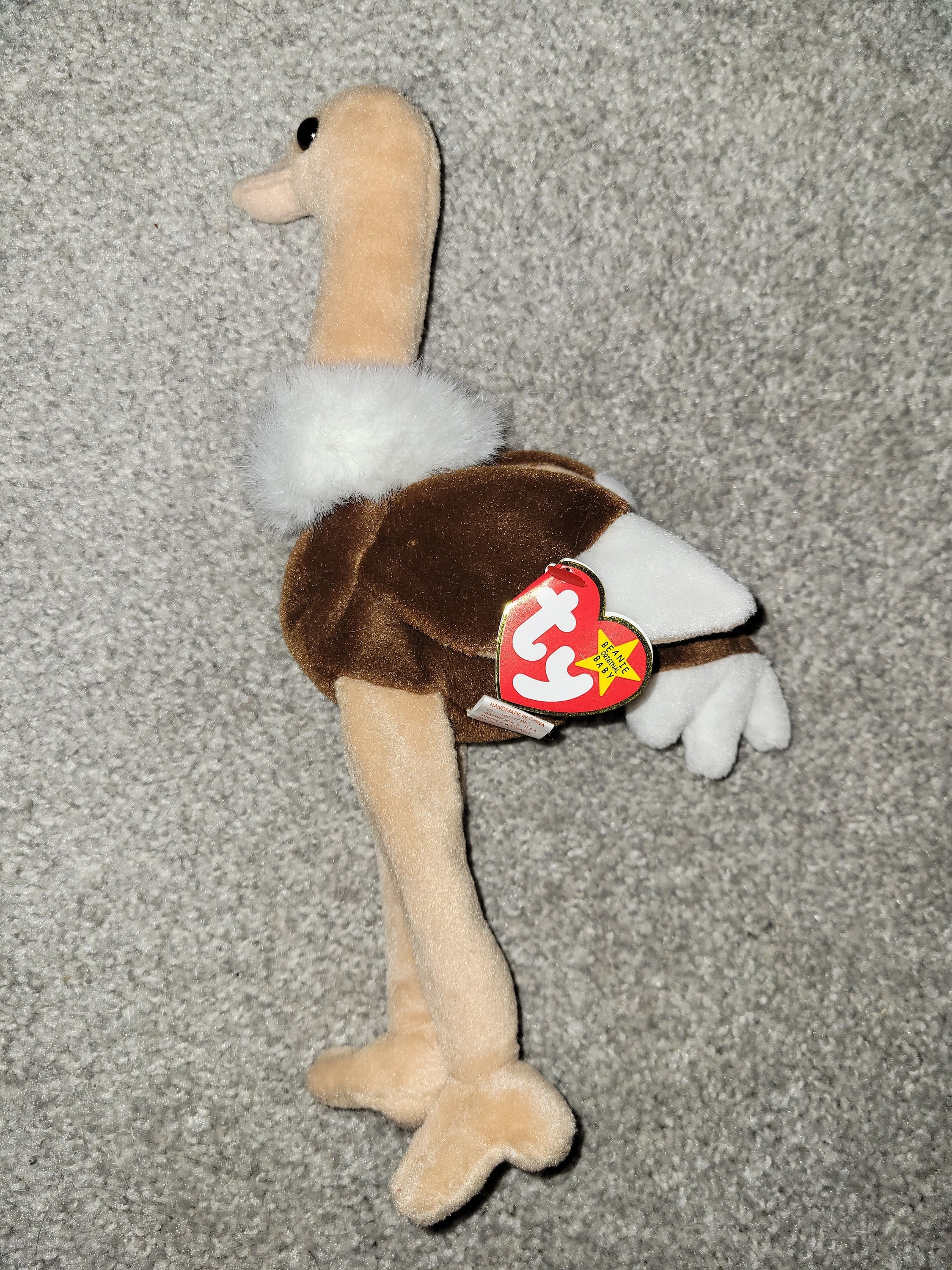 Authentic TY Beanie Baby Stretch the Ostrich Plush