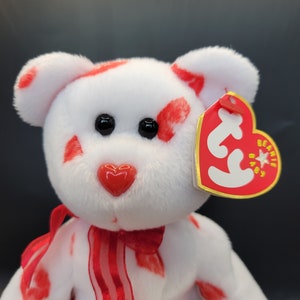 Authentic TY Beanie Baby - Smooch the Bear, Valentines, Couples, Love, Marriage, Anniversary, Bear Collector, Wife, Husband