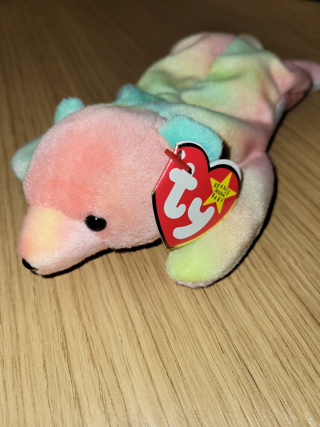 Authentic TY Beanie Baby Sammy the Bear Rainbow, Tie Dye, Colorful