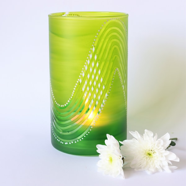 Windlicht handbemalt, kann als Vase benützt werden, personalisierbar