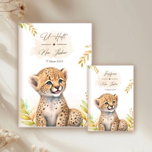 U-Heft & Impfpass Hülle Löwe personalisiert, Reisepass, Mutterpass Hülle, U-Heft Gepard