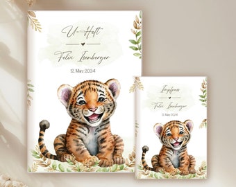 U-booklet & vaccination certificate tiger baby, passport, mother passport cover lion, tiger babies