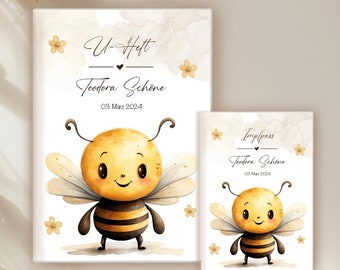 U-booklet & vaccination certificate bee, passport, mother's passport cover, Maya the Bee