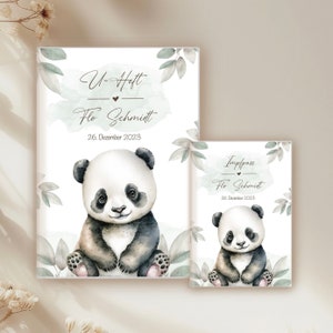 U-Heft & Impfpass Hülle personalisiert, Reisepass, Mutterpass Hülle, Panda Bär Hülle
