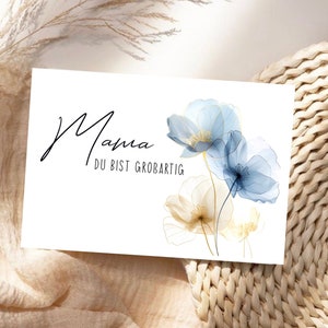 Muttertag Karte, Mama du bist großartig, Liebeskarte, Karte mit Spruch, Blumen Karte für Mama, du bist die beste Karte