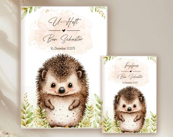 U-booklet hedgehog, vaccination certificate, passport, mother's passport cover forest animals hedgehog