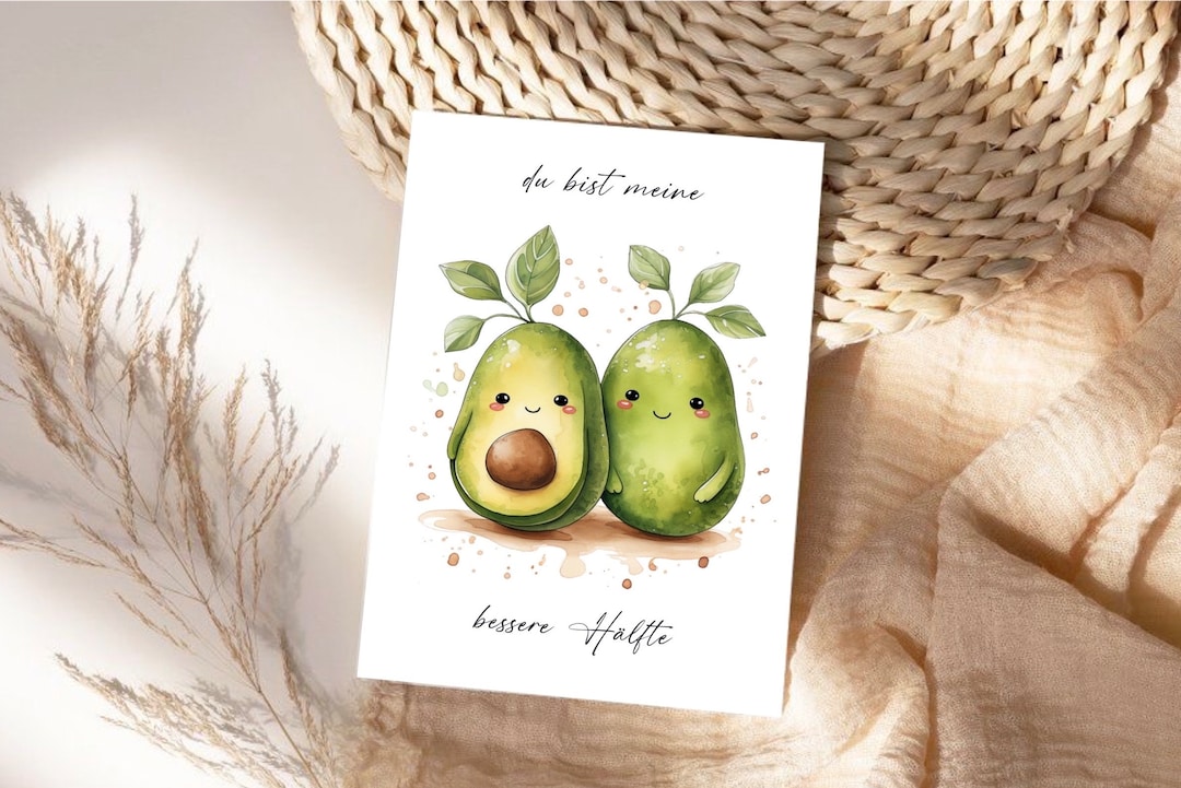 Avocado Liebeskarte mit Spruch, Geschenk für Partner Valentinstag Karte