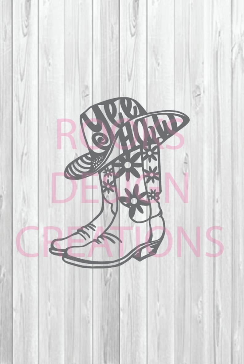 Cowboy Boots with hat SVG and PNG files included
