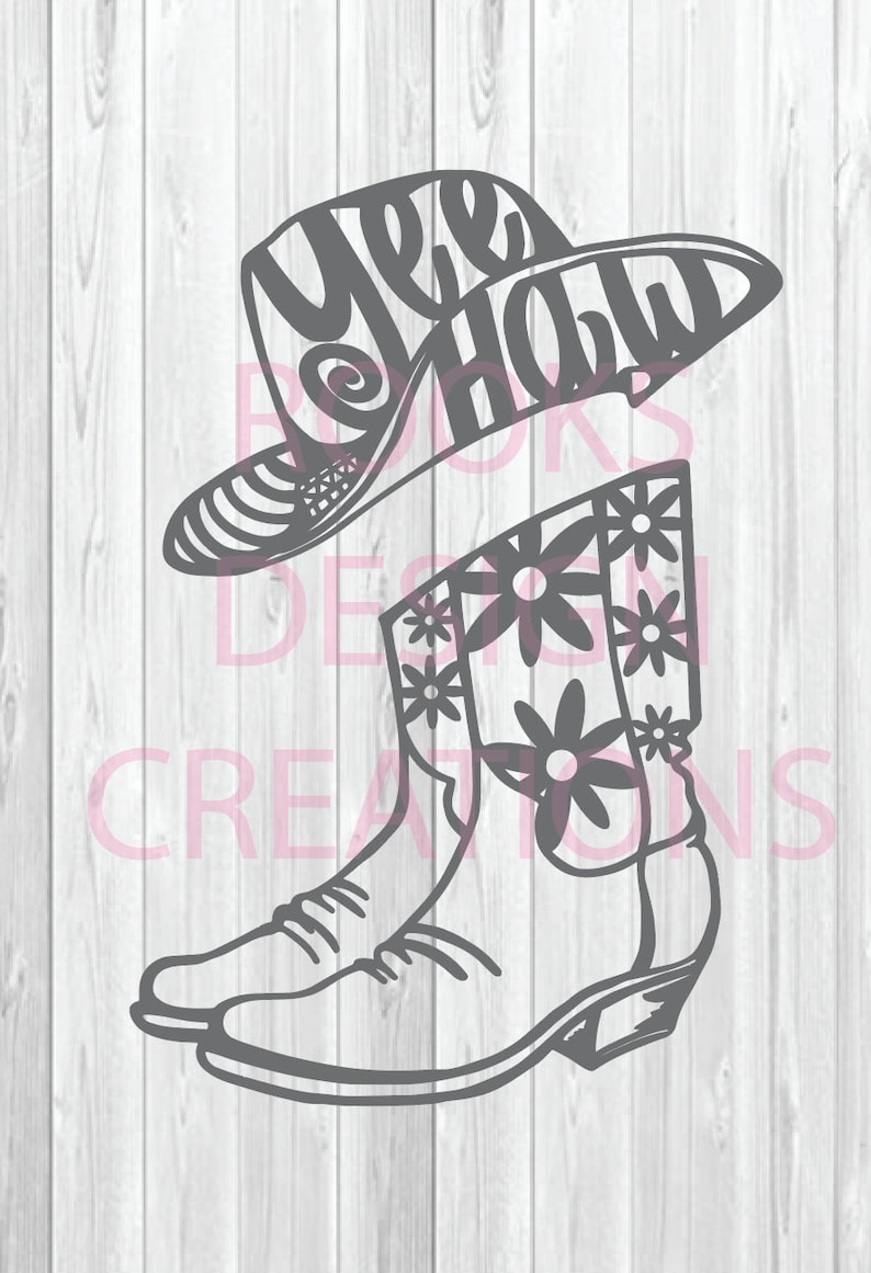 Cowboy Boots with hat SVG and PNG files included
