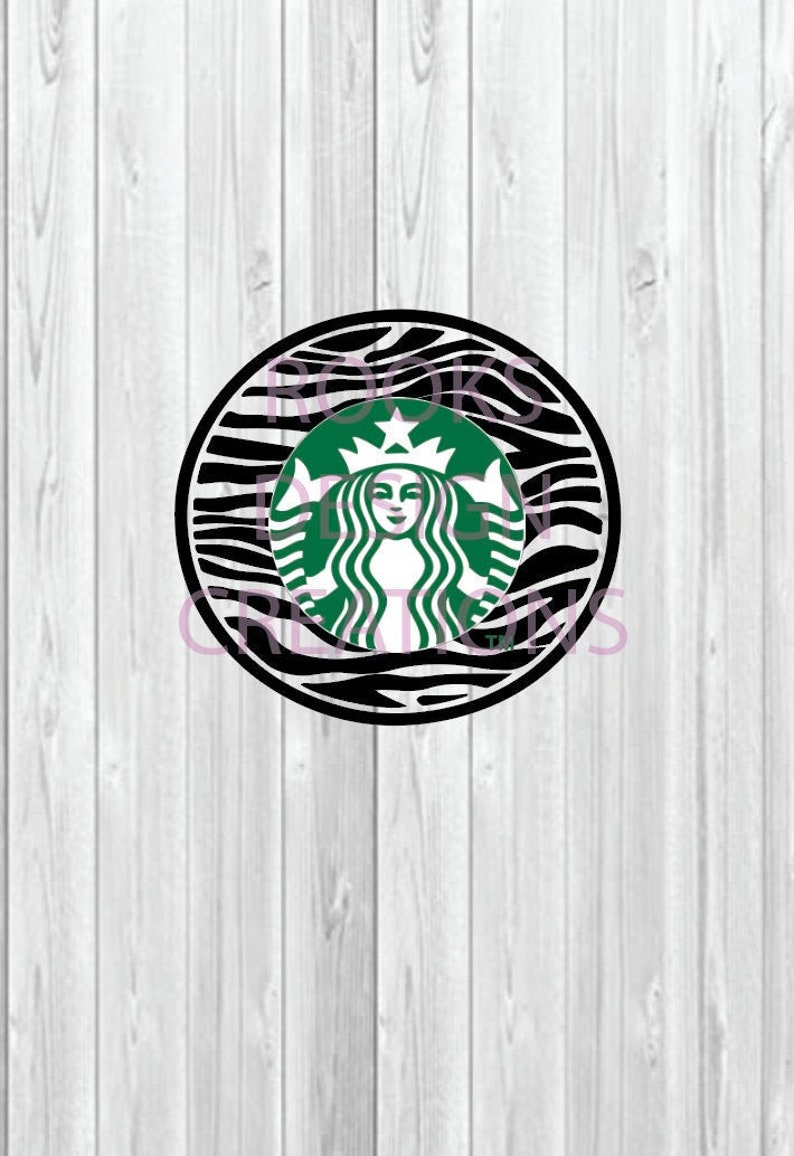 zebra print round logo starbucks venti coffee svg file diy