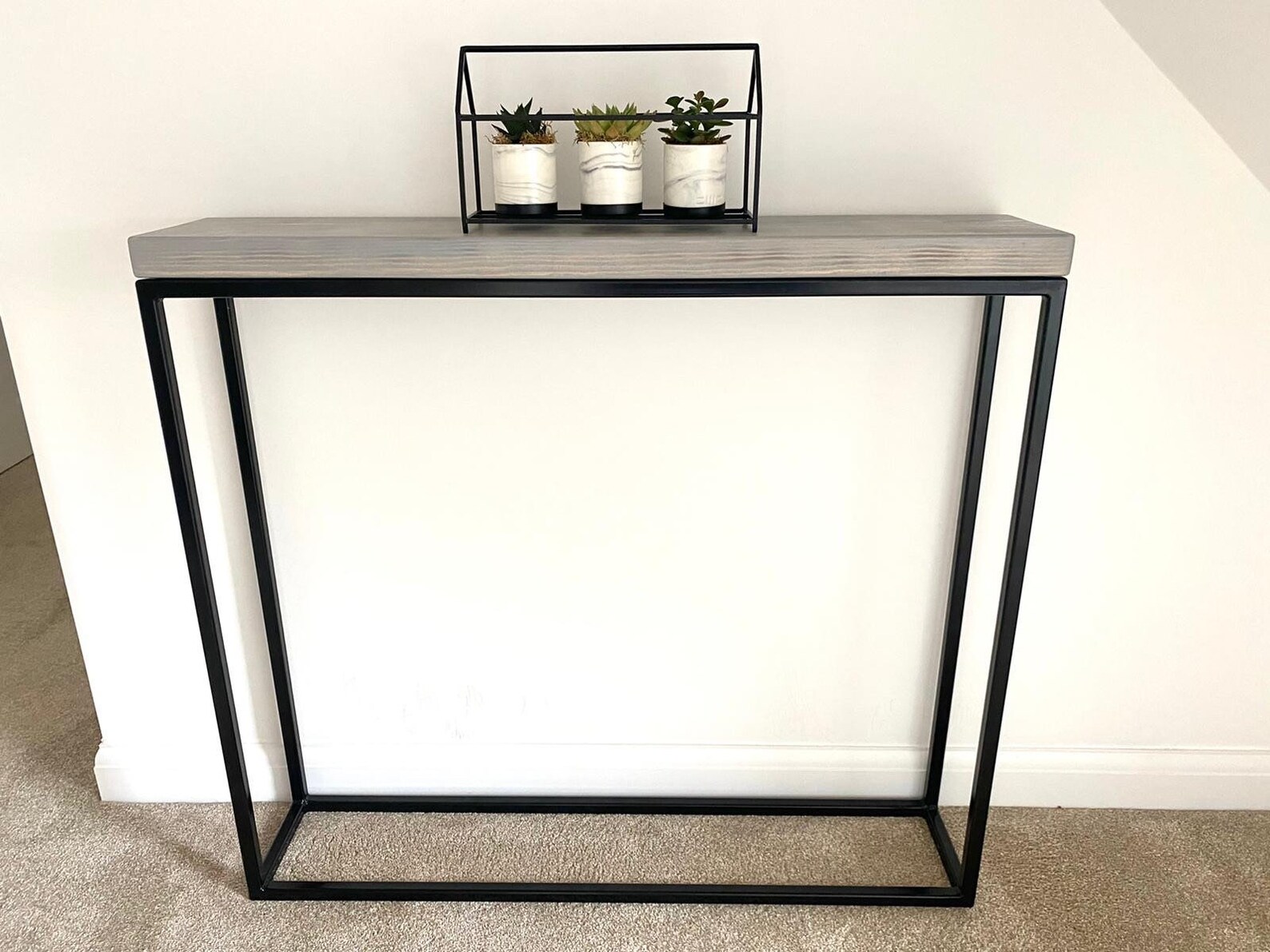 Narrow Console Table l Industrial Steel Black Frame l Various Etsy