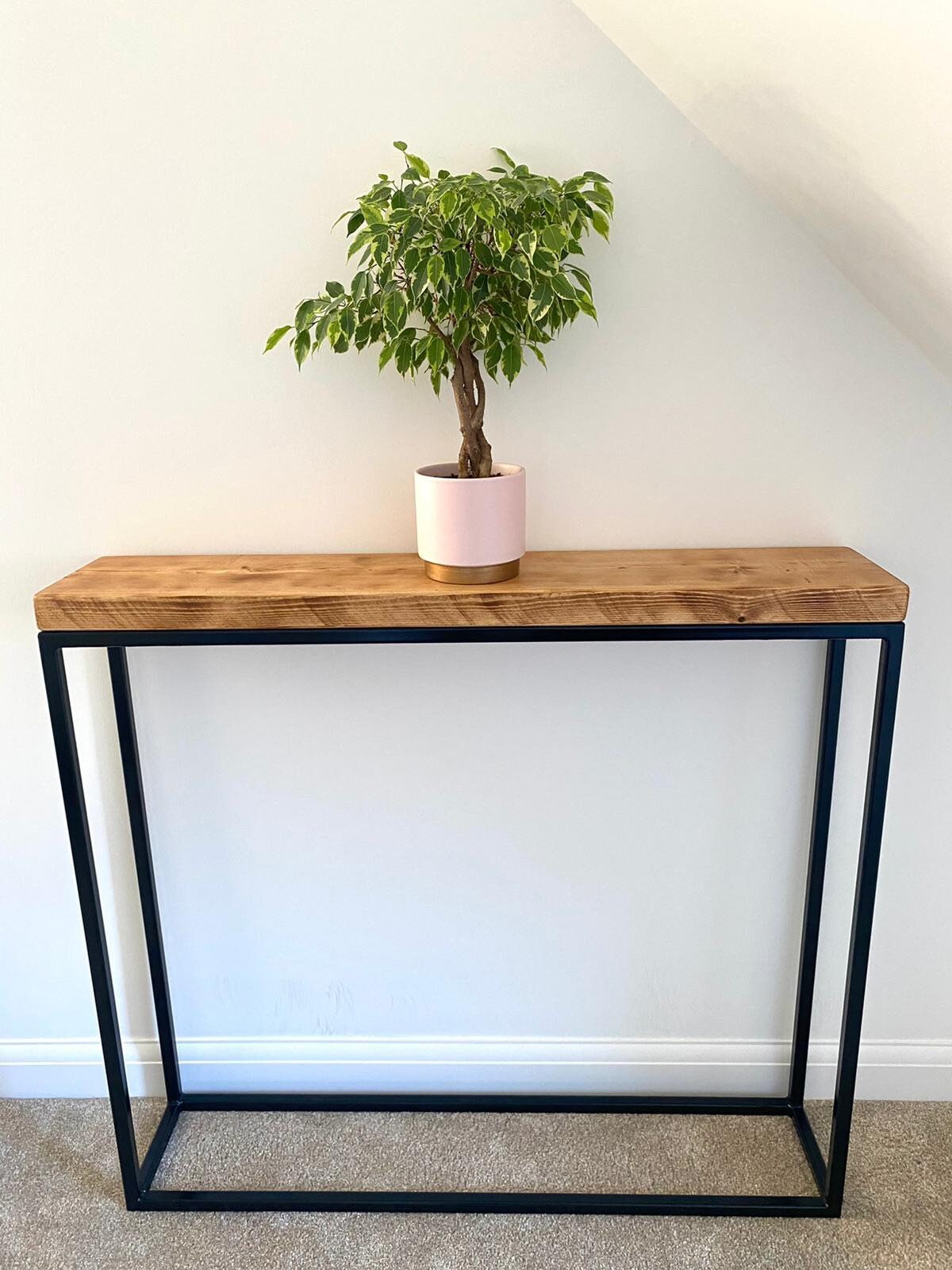 Narrow Console Table l Industrial Steel Black Frame 100cm x Etsy