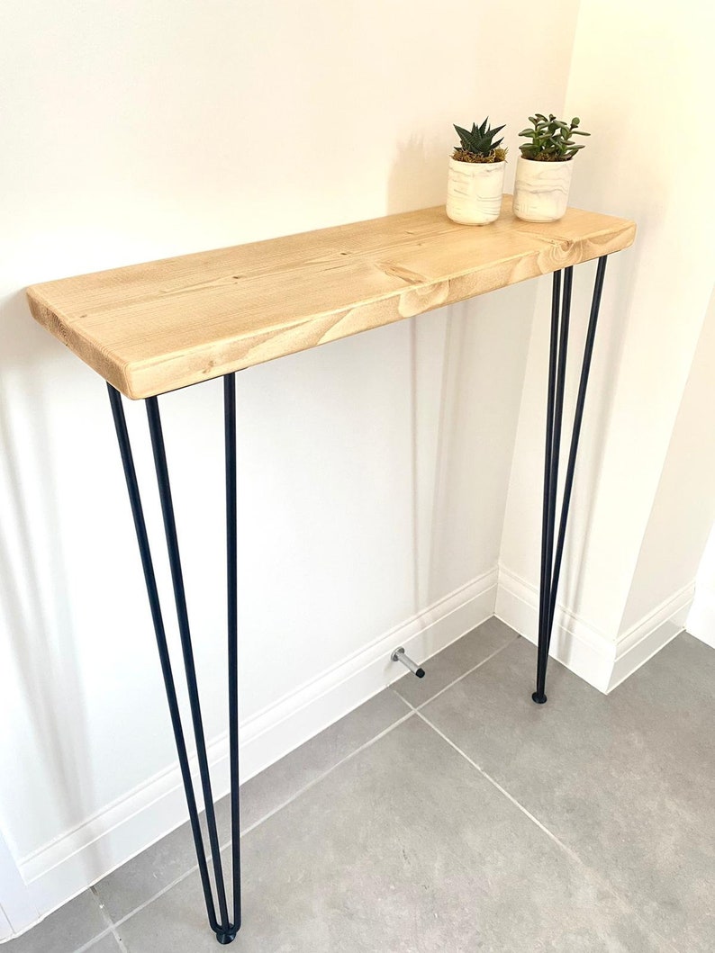 Narrow Console Table With Hairpin Legs L Wooden Rustic Hallway Etsy
