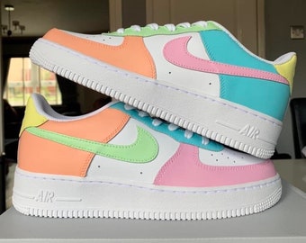 Custom Air Force 1 Trainers Pastel Multicolour