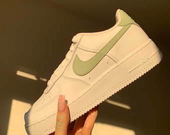 Custom Air Force 1 Trainers Sage Green Tick