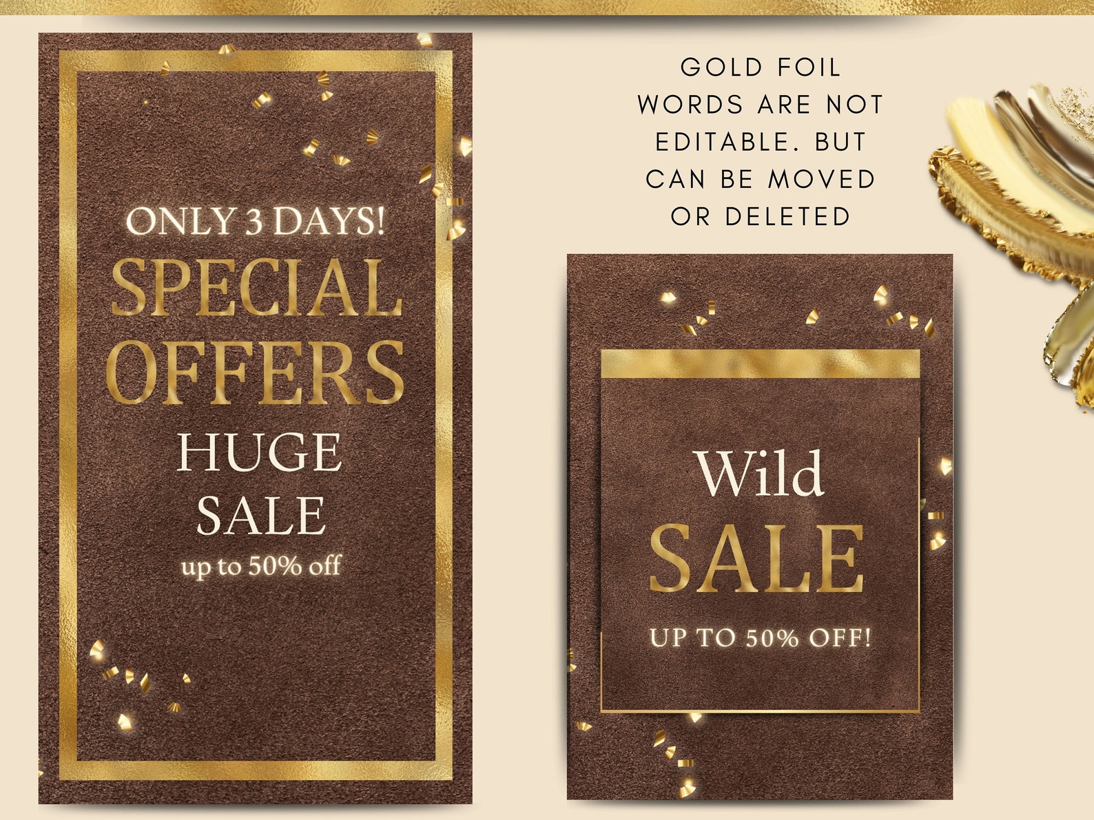 DIY Brown and Gold Branding Kit Template.custom Canva | Etsy