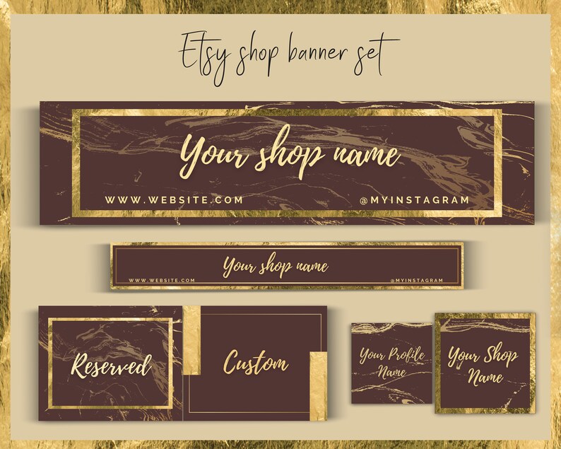 Etsy Shop Banner.etsy Banner Set.canva Template.brown and Etsy