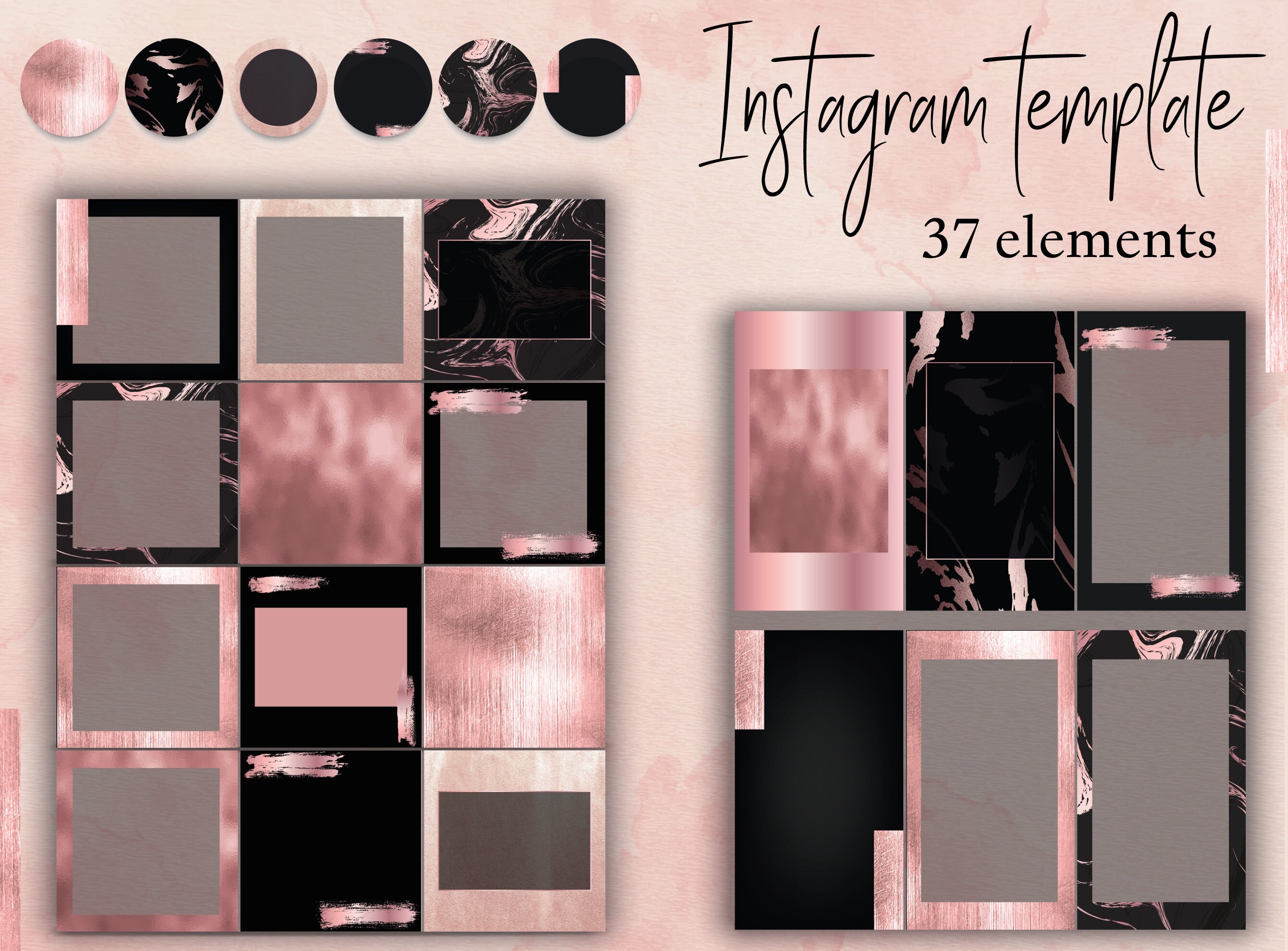 Paper Rose Gold Instagram Story Template Rose Gold Instagram Post ...