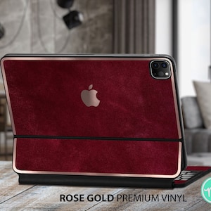 Dark red solid texture iPad magic keyboard case premium vinyl skin with awesome METALLIC EFFECT for the Apple Keyboards for iPad Pro and iPa