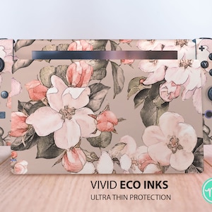 Watercolor pastel flower design Nintendo skin floral pattern OLED white flower 3DS XL watercolor dock skin pastel Dock decal