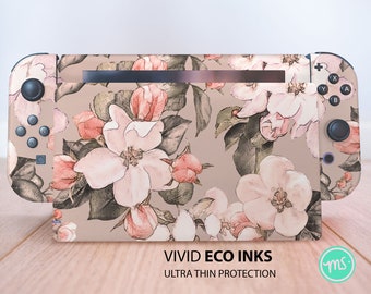 Watercolor pastel flower design Nintendo skin floral pattern OLED white flower 3DS XL watercolor dock skin pastel Dock decal