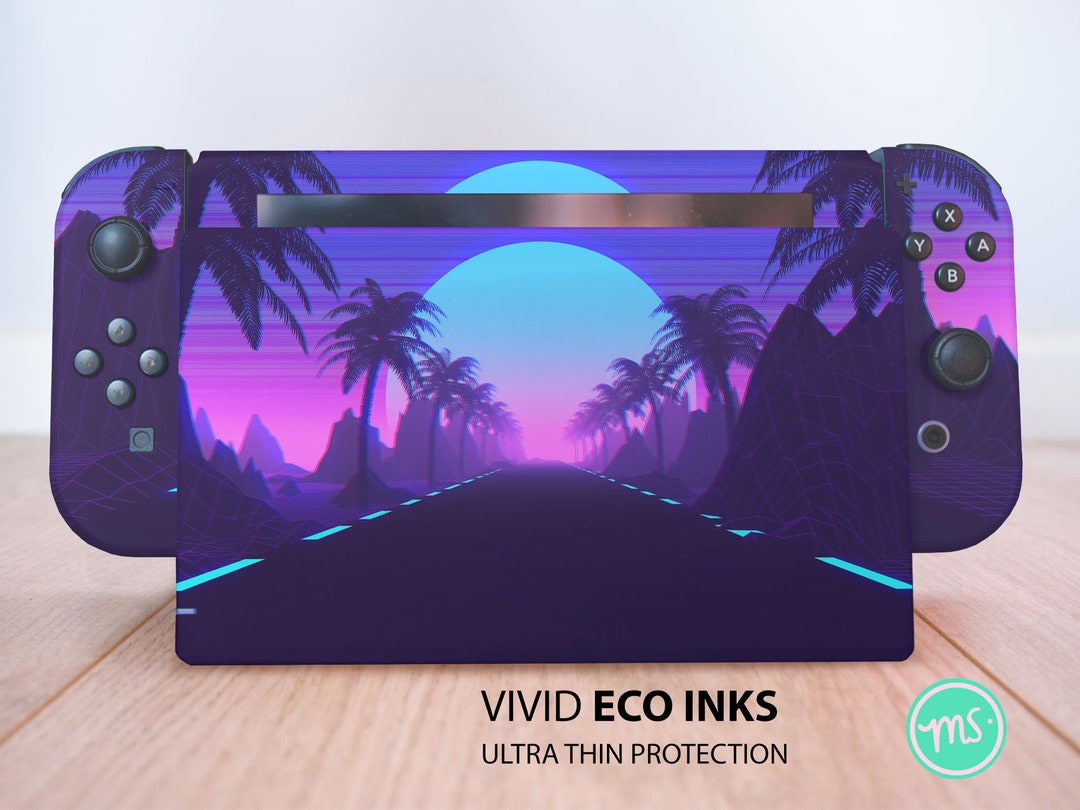 Retro-futuristic Neon Palm Tree Road Premium 3M Vinyl Skin for