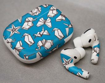 Animali origami, pelle per AirPods vinile premium 3M per AirPods tutti i modelli Beats Buds Samsung Galaxy Buds OnePlus Buds e altri