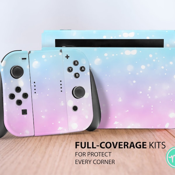 Pink gradient and glare Nintendo skin premium 3M vinyl skin for Nintendo Switch, Nintendo Switch OLED and Nintendo Lite