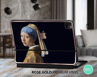 Girl with a Pearl Earring at High par Johannes Vermeer , vinyle pour Macbook, skin vinyle premium avec effet métallique impressionnant pour Apple Keyb