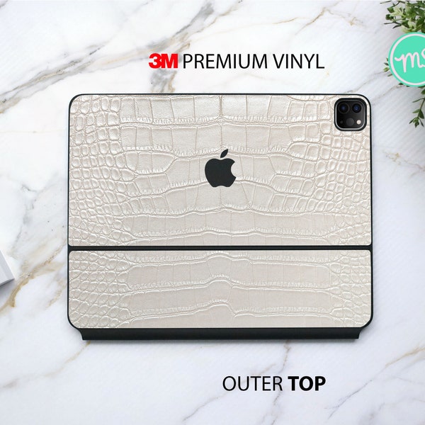 Weiße 3M-Vinylhaut mit Reptilienhautstruktur für das Apple Magic Keyboard und das Apple Smart Keyboard Folio für iPad Pro und iPad Air