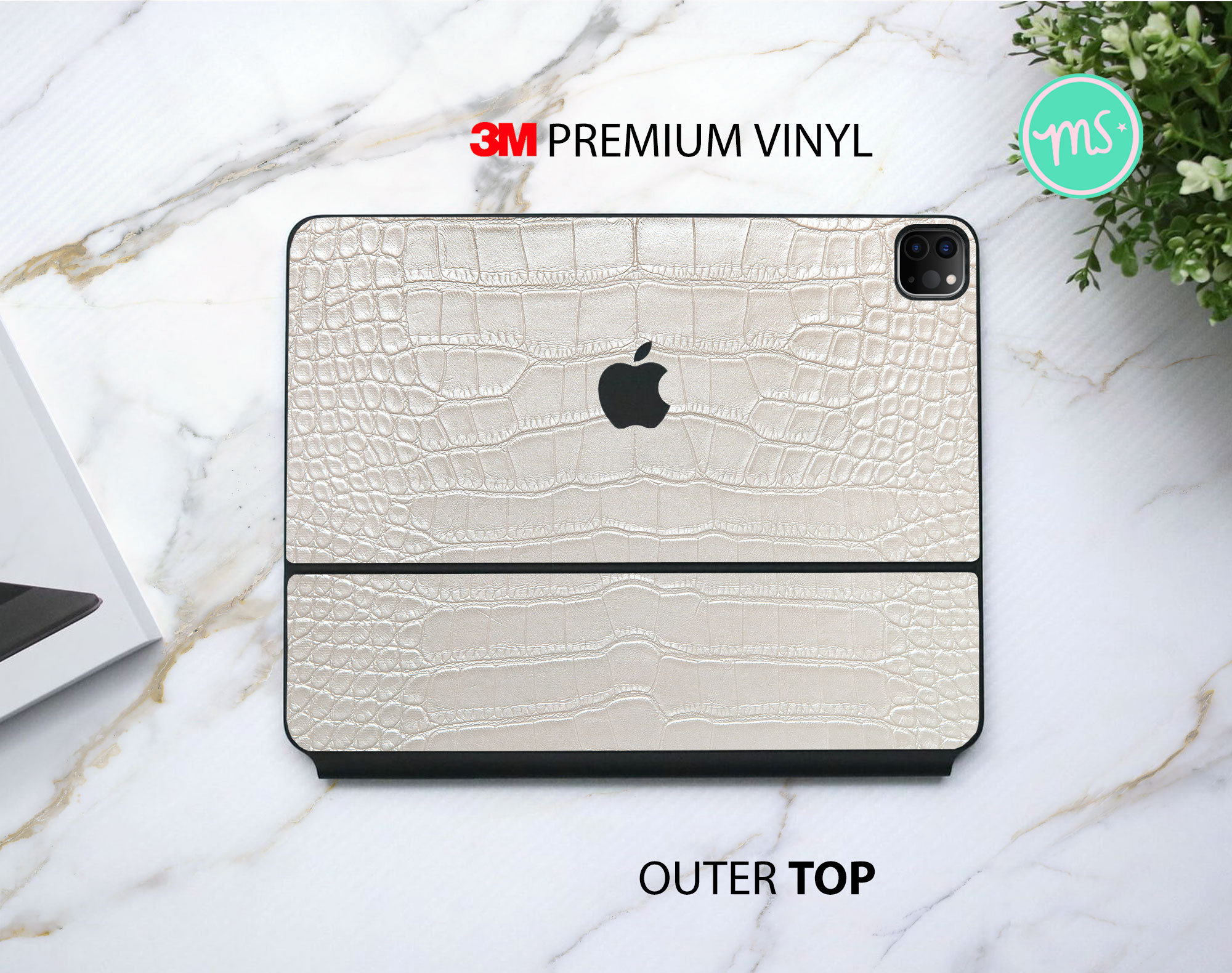 Weiße Reptil Haut Textur 3 M Vinyl Haut für das Apple Magic Keyboard und Apple Smart Keyboard Folio für die iPad Pro und iPad Air