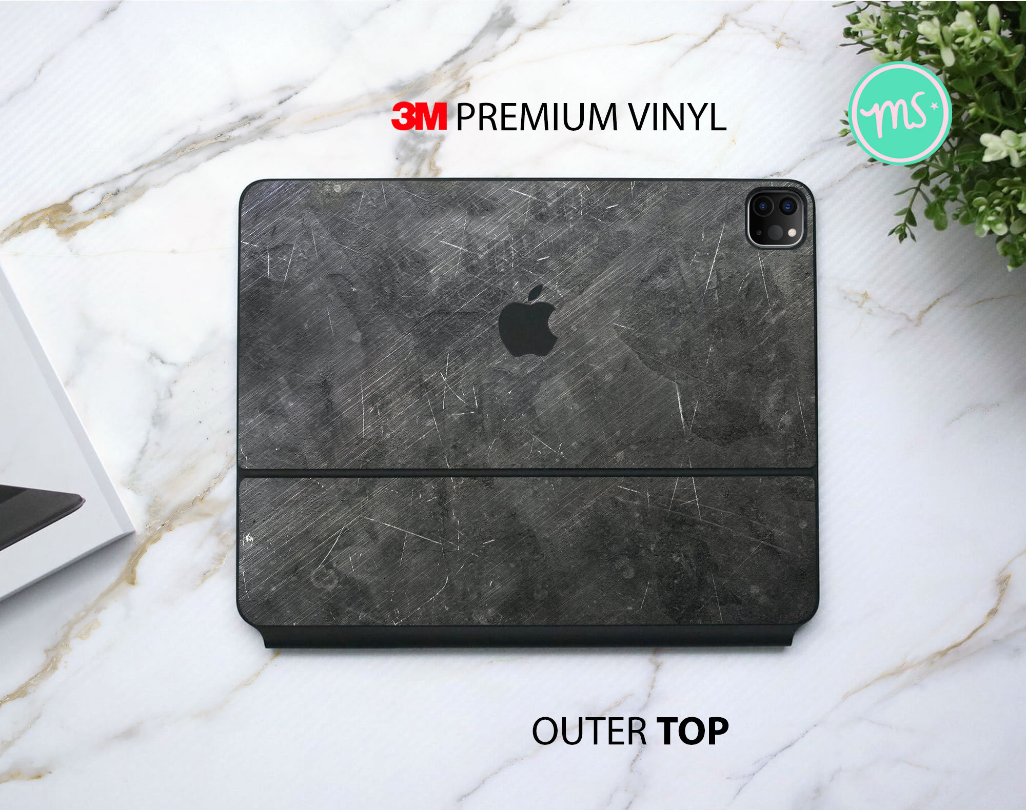 傷のある黒板テクスチャ iPad マジックキーボードケース 3M ビニール