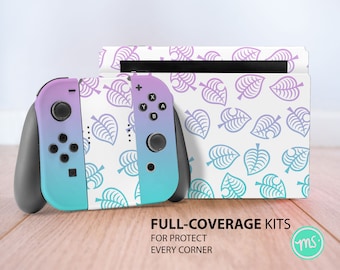 Animal Crossing , gradient leafs , sticker for Nintendo Switch  premium 3M vinyl skin for Nintendo Switch, Nintendo Switch OLED and Nintendo