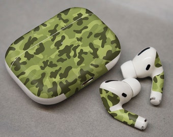 Camouflage vert, cadeau sympa pour garçon, décalcomanie pour AirPods Vinyle 3M premium pour AirPods tous modèles Beats Buds Samsung Galaxy Buds OnePlus Bu