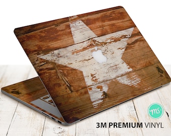 Star on the wood , skin for Macbook premium 3M vinyl sticker for all MacBook models and other laptops
