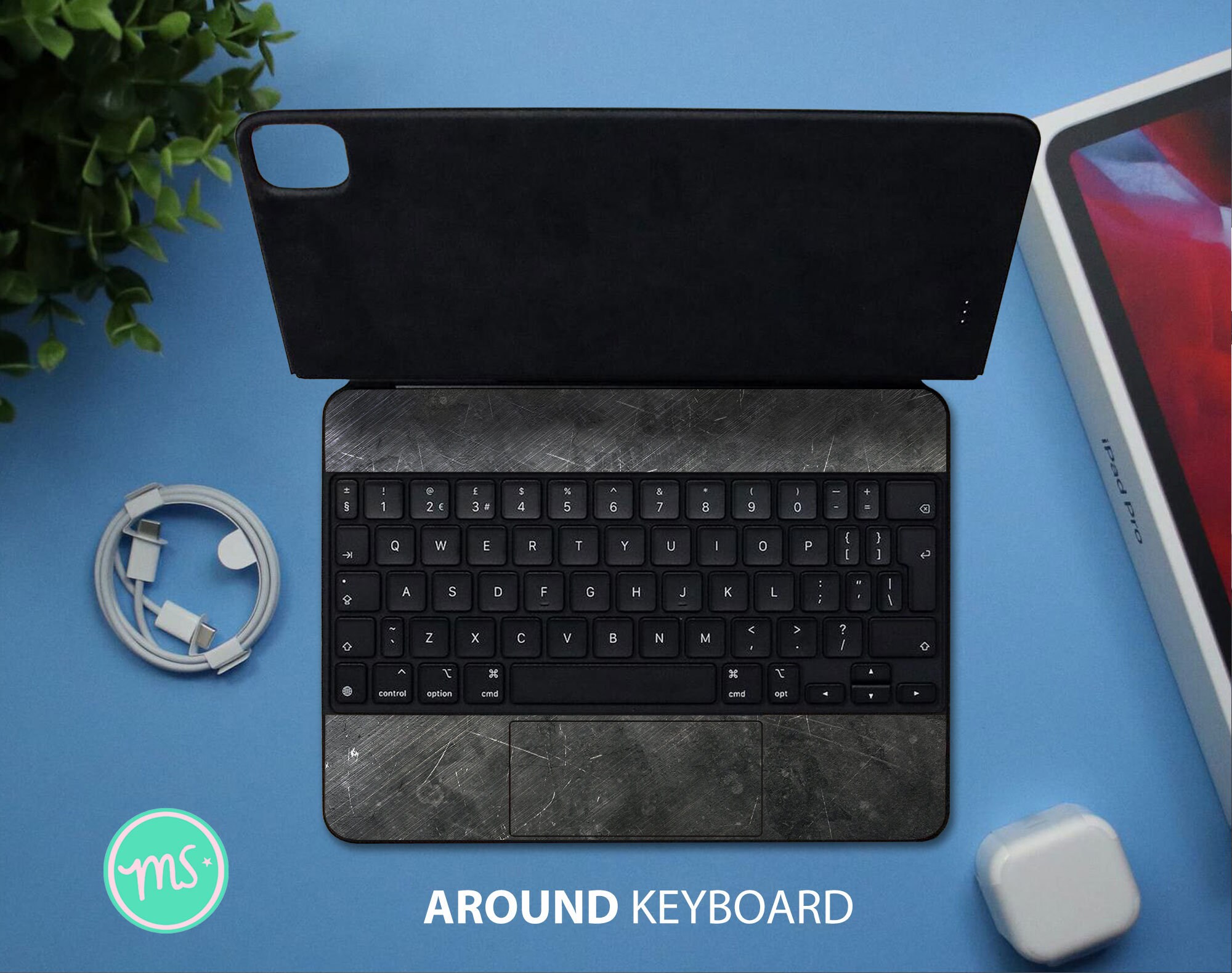 傷のある黒板テクスチャ iPad マジックキーボードケース 3M ビニール 
